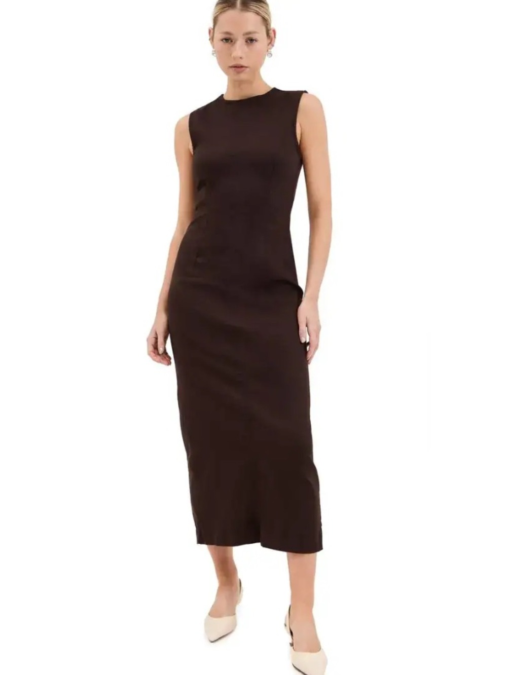 Reformation Kendi Denim Chocolate Brown Midi Dress